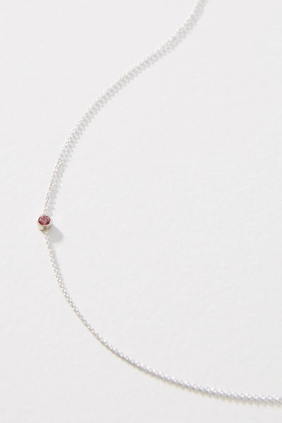 Maya Brenner 14k White Gold Asymmetrical Birthstone Necklace In Pink