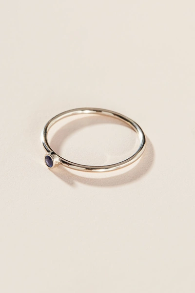 Maya Brenner 14k White Gold Birthstone Ring In Blue
