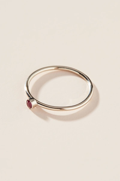 Maya Brenner 14k White Gold Birthstone Ring In Red