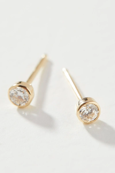 Maya Brenner 14k Yellow Gold Birthstone Post Earrings In Clear