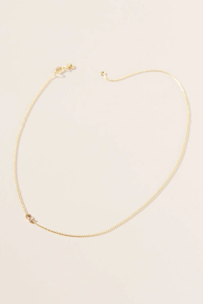 Maya Brenner 14k Gold Asymmetrical Numeral Necklace In Grey