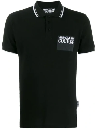 Versace Jeans Couture Logo Patch Regular Fit Polo In Black