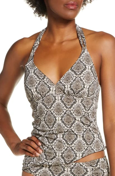 Tommy Bahama Desert Python Reversible Tankini Top In Caffe