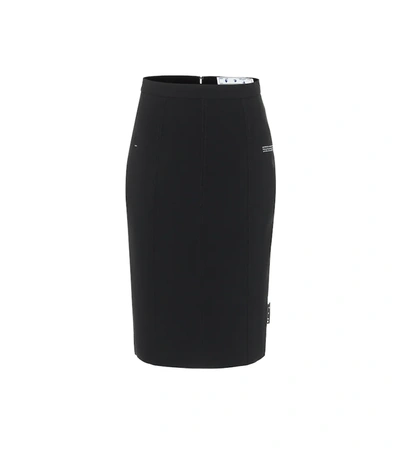 Off-white Black Wool-blend Pencil Skirt In Nero