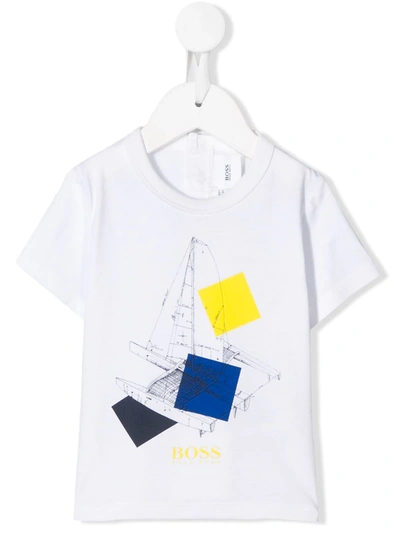 Hugo Boss Babies' White T-shirt With Press In Bianco