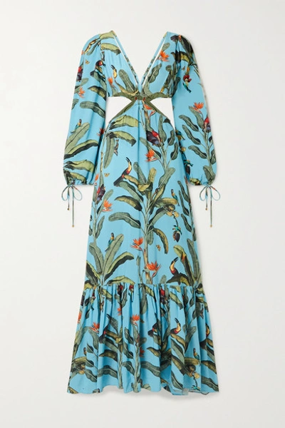 Patbo Tropical Print Cutout Maxi Dress In Cerulean