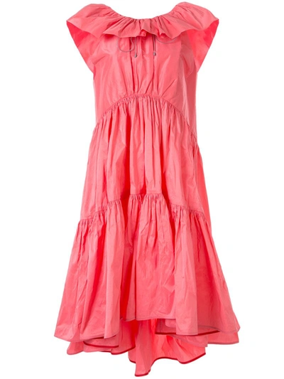 Roksanda Alessa Ruffled Cotton-silk Blend Midi Dress In Pink