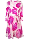 Diane Von Furstenberg Irina Printed Silk-chiffon And Jersey Mini Wrap Dress In Pink
