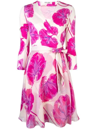Diane Von Furstenberg Irina Printed Silk-chiffon And Jersey Mini Wrap Dress In Pink