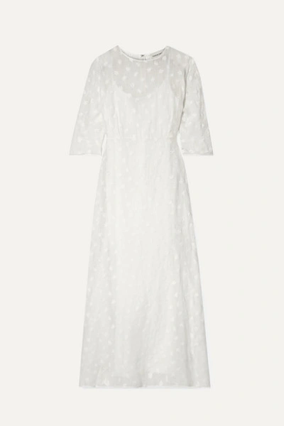 Mansur Gavriel Embroidered Linen-blend Gauze Maxi Dress In White