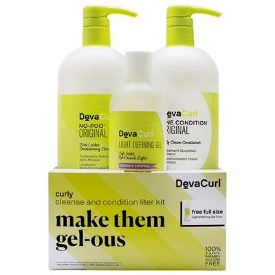 Devacurl Make Them Gel-ous Curly Cleanse & Condition Liter Kit