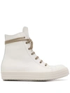 Rick Owens Leather High-top Sneakers In White