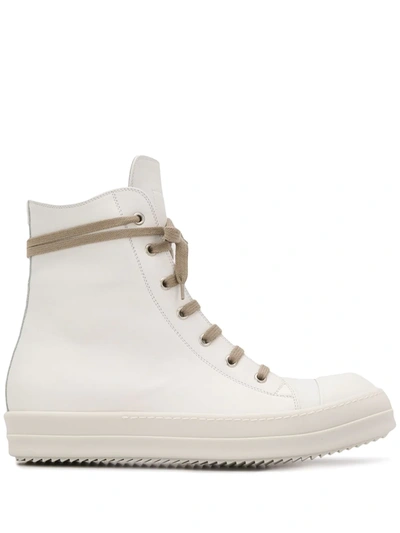 Rick Owens Leather High-top Sneakers In White