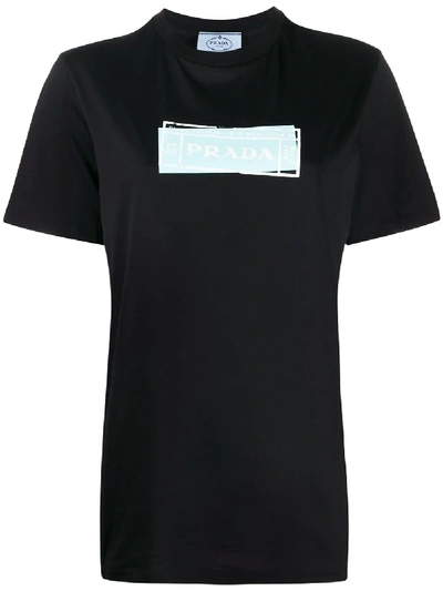 Prada Logo Print T-shirt In Black