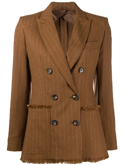 Max Mara Pinstriped Double-breasted Blazer In Brown