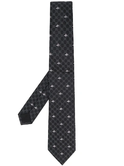 Gucci Gg Bees Tie In Black