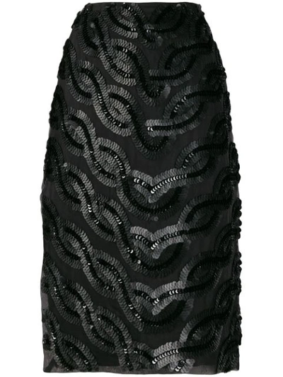 Erika Cavallini Side-slit Embellished Skirt In Black