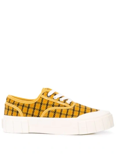 Good News Softball Mustard Check Wool Trainers In Yellow