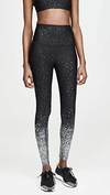Beyond Yoga High Waisted Alloy Ombre Midi Leggings In Black-silver Hologram Speckle