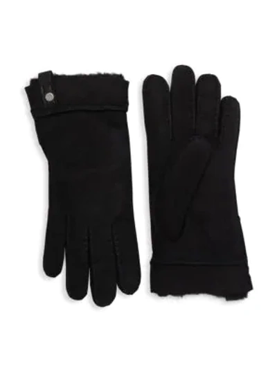 Ugg Tenney Shearling & Suede Gloves In Black