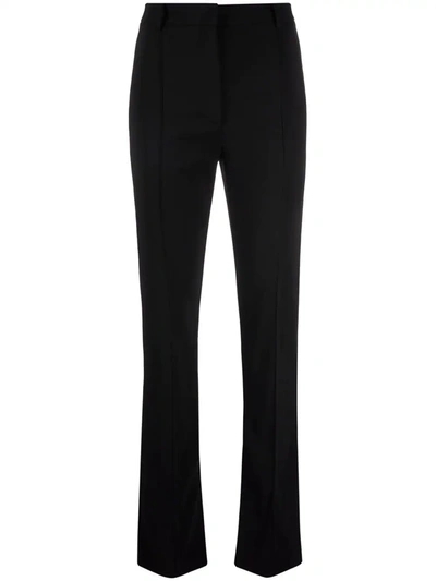 Patrizia Pepe Pressed-crease Slit-detail Flared Trousers In Black