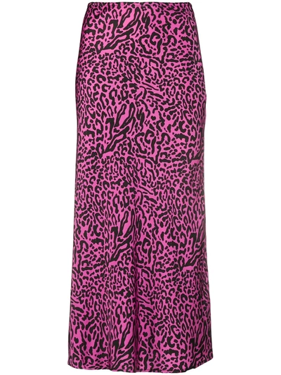 Andamane Fuchsia Bella Leopard Midi Skirt In Pink