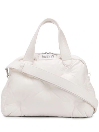 Maison Margiela Glam Slam Quilted Leather Tote Bag In White