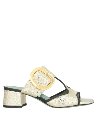 Paola D'arcano Metallic Effect Leather Mules In Gold