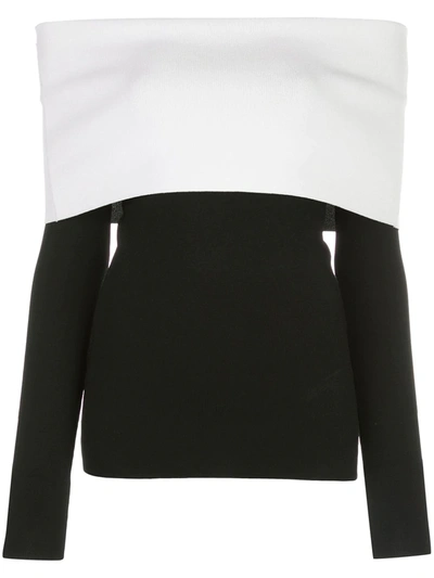 Proenza Schouler Off-the-shoulder Two-tone Stretch-knit Top In Black