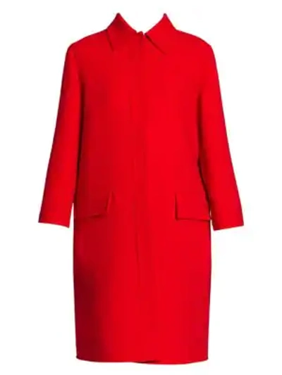 Valentino Women's Double Crepe Virgin Wool Coat In Red