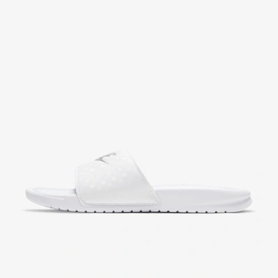 Nike Benassi Jdi Women's Slide (white) In White,metallic Silver