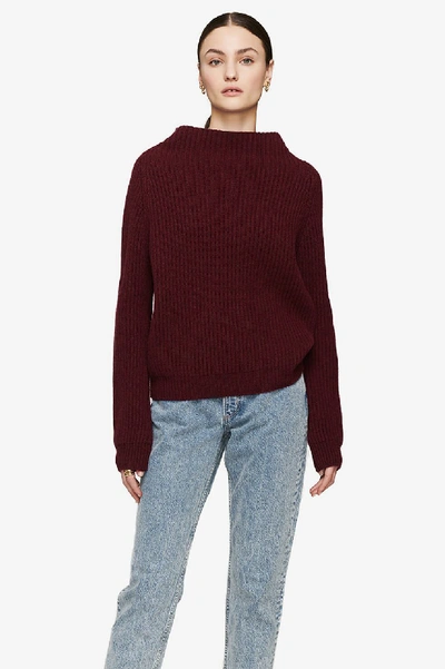 Anine Bing Emelie Funnel Neck Cashmere Sweater In Burgundy