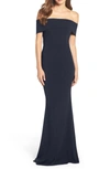 Katie May Titan One-shoulder Cutout Crepe Gown In Z/dnunavy