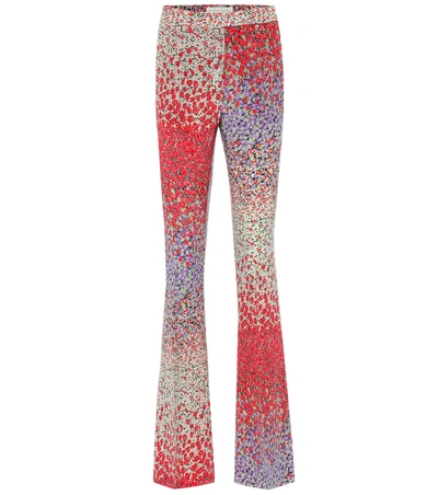 Etro Degrade Floral Print Silk Flare Pants In Red