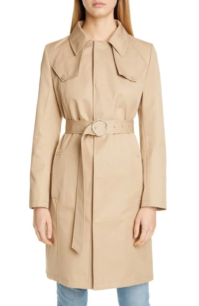 Maison Margiela Cotton Canvas Belted Trench Coat In Camel