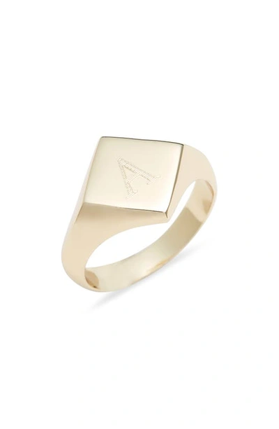 Argento Vivo Engraveable Rhombus Signet Ring In Gold