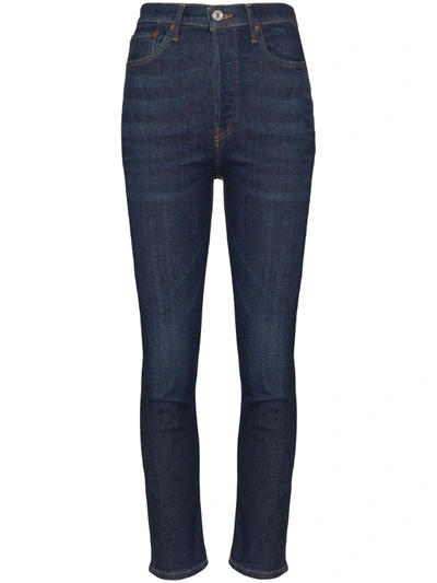 Re/done Cropped High-rise Skinny Jeans In Blue