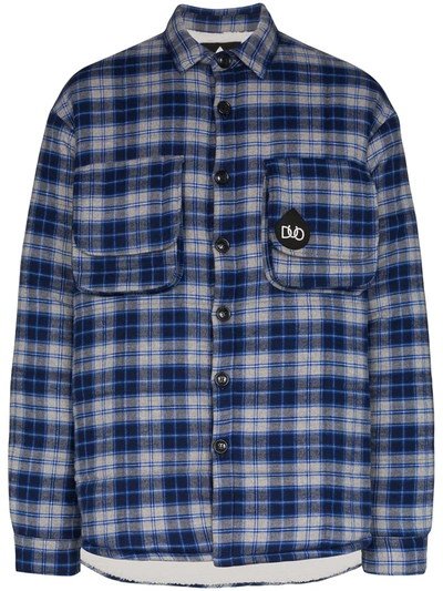 Duo Check Pattern Padded Shirt In Blue