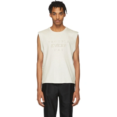 Saint Laurent Off-white 'trouble Every Day' T-shirt In 9766drtecru