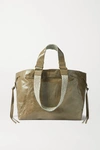 Isabel Marant Wardy Canvas-trimmed Crinkled-leather Tote In Light Khaki