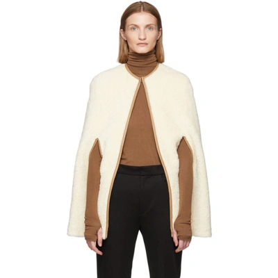 Totême Toteme Off-white Faux-fur Mellac Cape In 160 Ivory