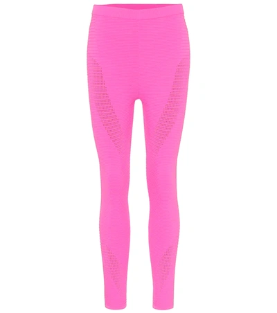 Adam Selman Sport Ribbed Stretch-knit Leggings In Bubblegum