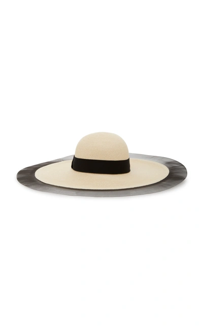 Eugenia Kim Grosgrain And Tulle-trimmed Straw Sunhat In Beige