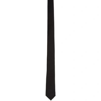 Saint Laurent Textured Narrow Tie In Black