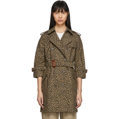 R13 Leopard Double-breasted Trench Coat In Multi