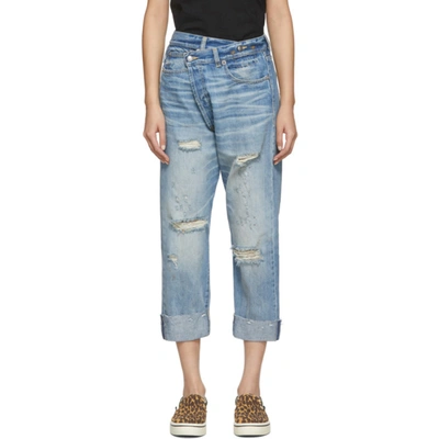 R13 Blue Cross-over Jeans In Emory