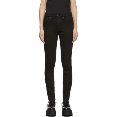 R13 High Waist Skinny Jeans In Rinsed Blk