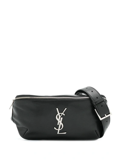Saint Laurent Monogram Leather Belt Bag In Black