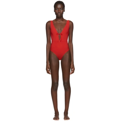 Rudi Gernreich Red Plunge One-piece Swimsuit