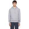 Ami Alexandre Mattiussi Hoddie Sweatshirt With Red Ami De Coeur Patch In Grey